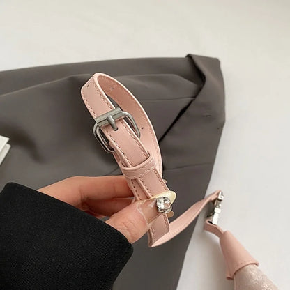 Women's embroidered handbag with zipper, made of silky fabric, adjustable strap