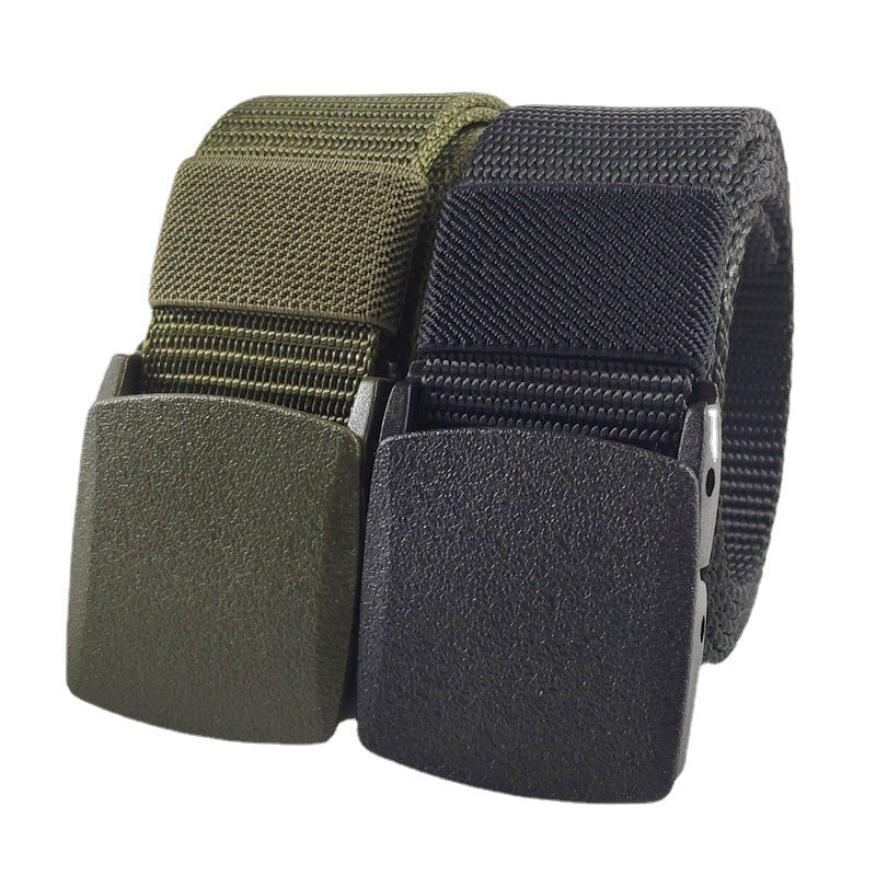 Men's casual belt for outdoor activities, made of canvas and nylon, without metal