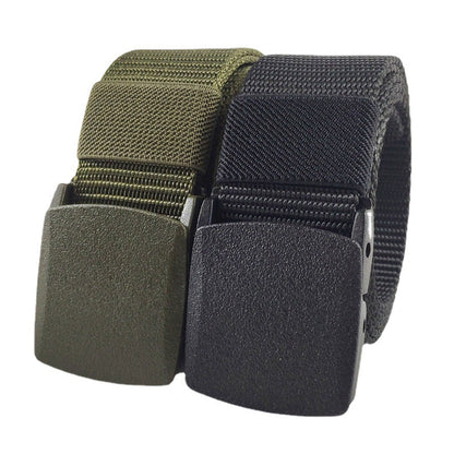 Men's casual belt for outdoor activities, made of canvas and nylon, without metal
