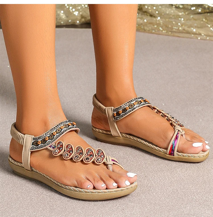 Women's bohemian style flip-flops