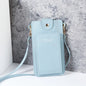 Modern shoulder bag in a solid color, with compartments for cell phone, wallets, and document holder