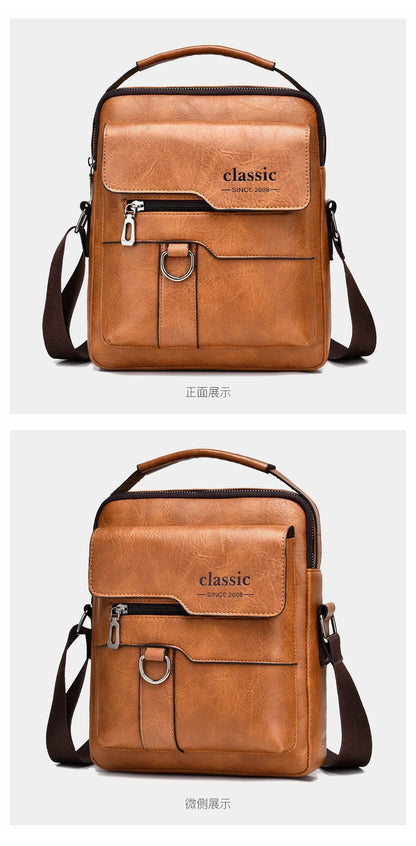 Men's crossbody bag with zipper closure, made of synthetic leather and with ample storage capacity