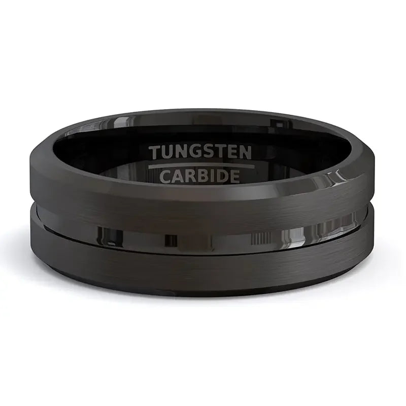 Men's 8mm black stainless steel ring