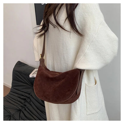 Women's vintage suede crossbody bag, casual and versatile