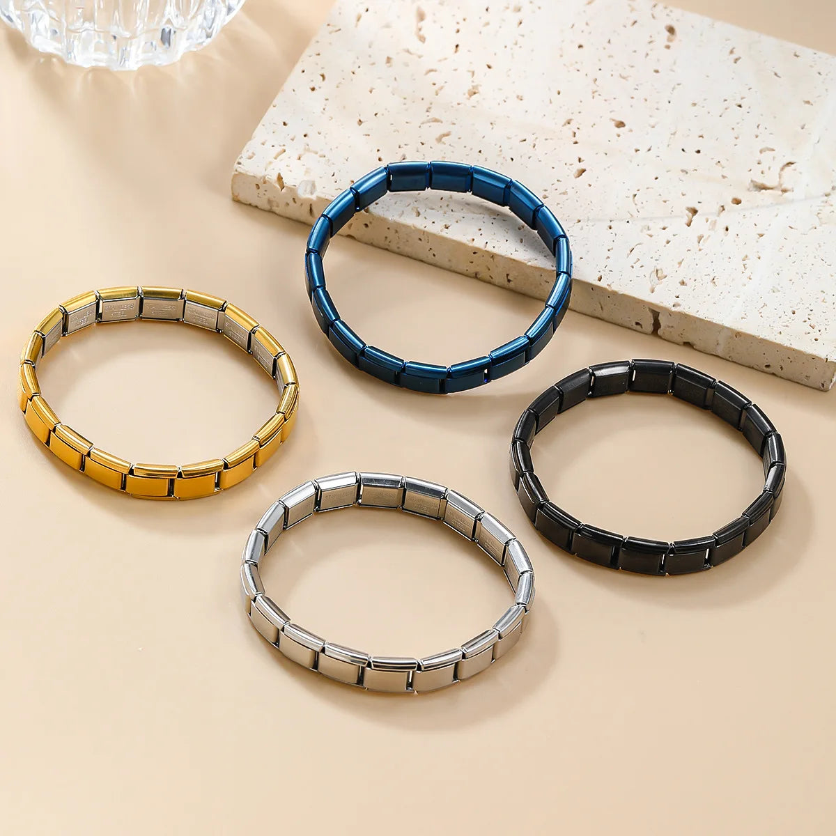Italian-Style Square-Link Stainless Steel Bracelets – Unisex – Flexible Italian Links