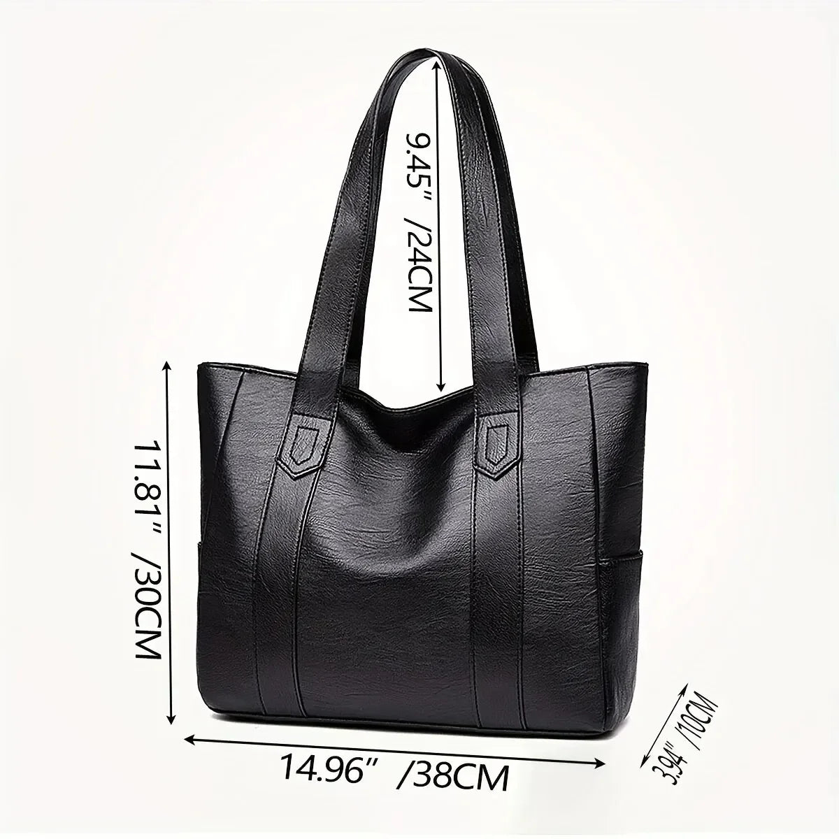 Large-capacity solid-color vintage-style women's handbag