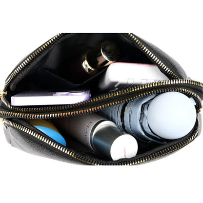 Women's genuine leather handbag with flap, luxurious, messenger style, crossbody