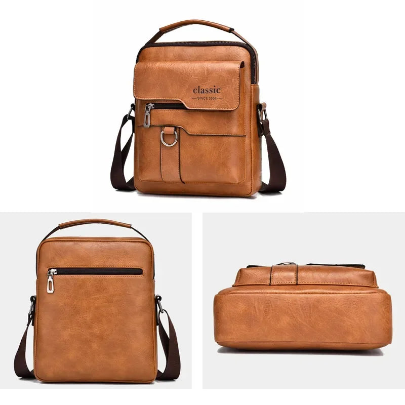 Men's crossbody bag with zipper closure, made of synthetic leather and with ample storage capacity