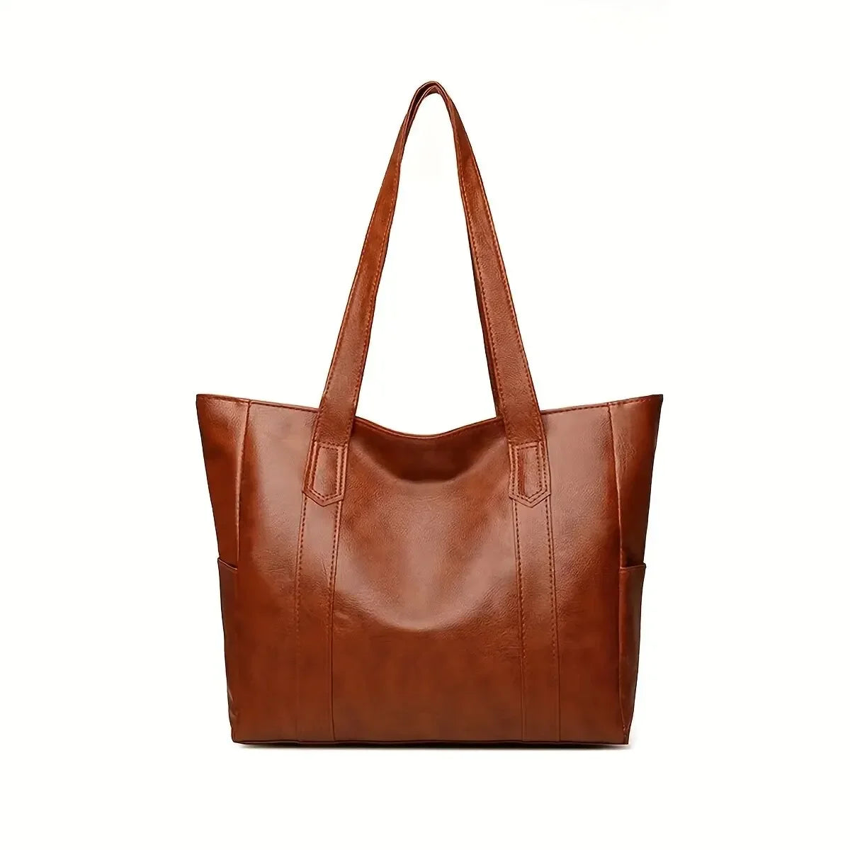 Large-capacity solid-color vintage-style women's handbag