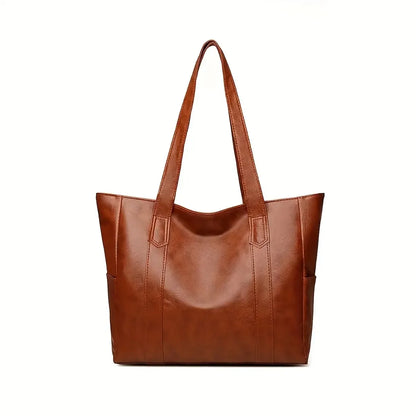 Large-capacity solid-color vintage-style women's handbag