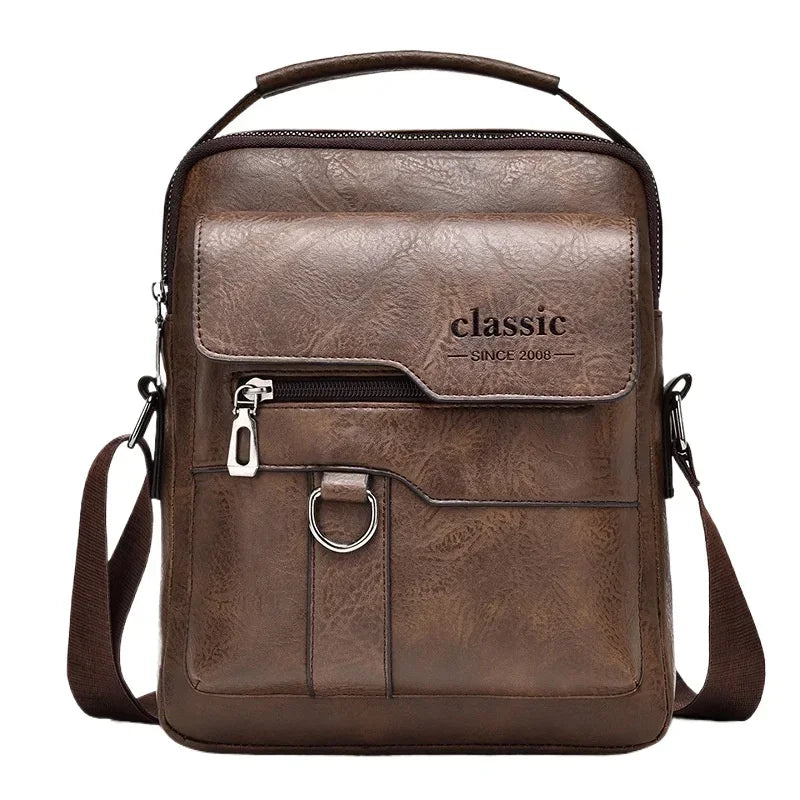 Men's crossbody bag with zipper closure, made of synthetic leather and with ample storage capacity