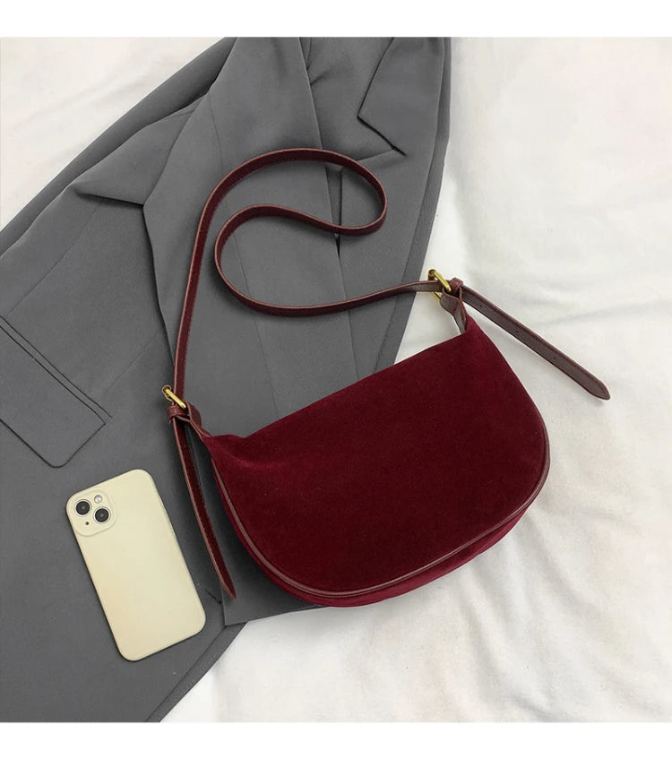 Women's vintage suede crossbody bag, casual and versatile