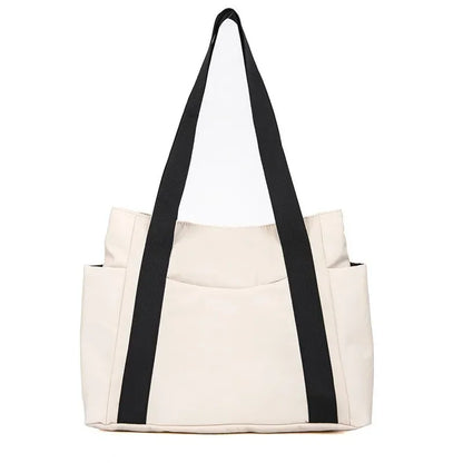 Bolsa de ombro de grande capacidade para mulheres, bolsa casual de nylon durável com vários bolsos, sacola de viagem leve
