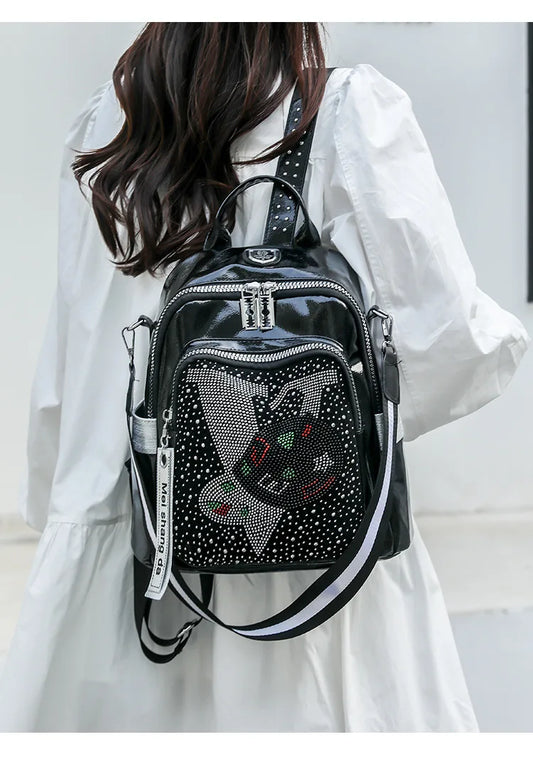 Women's multifunctional backpack with a modern design, made of anti-theft synthetic leather, stylish, beautiful and spacious