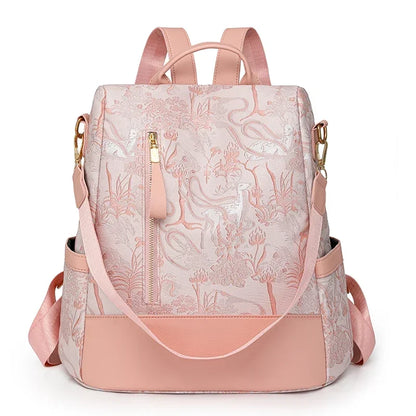 Women's Leather Backpack with Anti-Theft Design and Color-Blocking Style – Multifunctional with Large Capacity