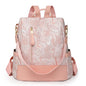 Women's Leather Backpack with Anti-Theft Design and Color-Blocking Style – Multifunctional with Large Capacity