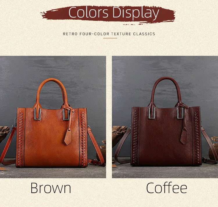 Women's genuine leather shopper bag with zipper closure