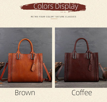 Women's genuine leather shopper bag with zipper closure