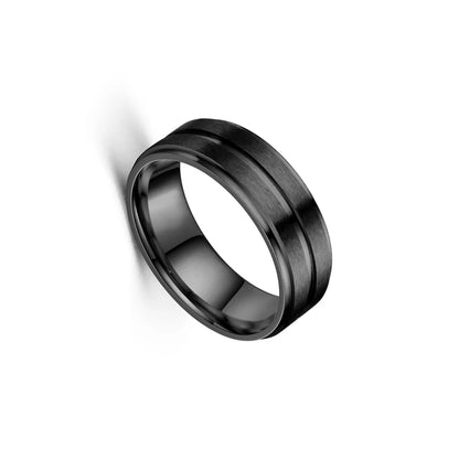 Men's 8mm black stainless steel ring