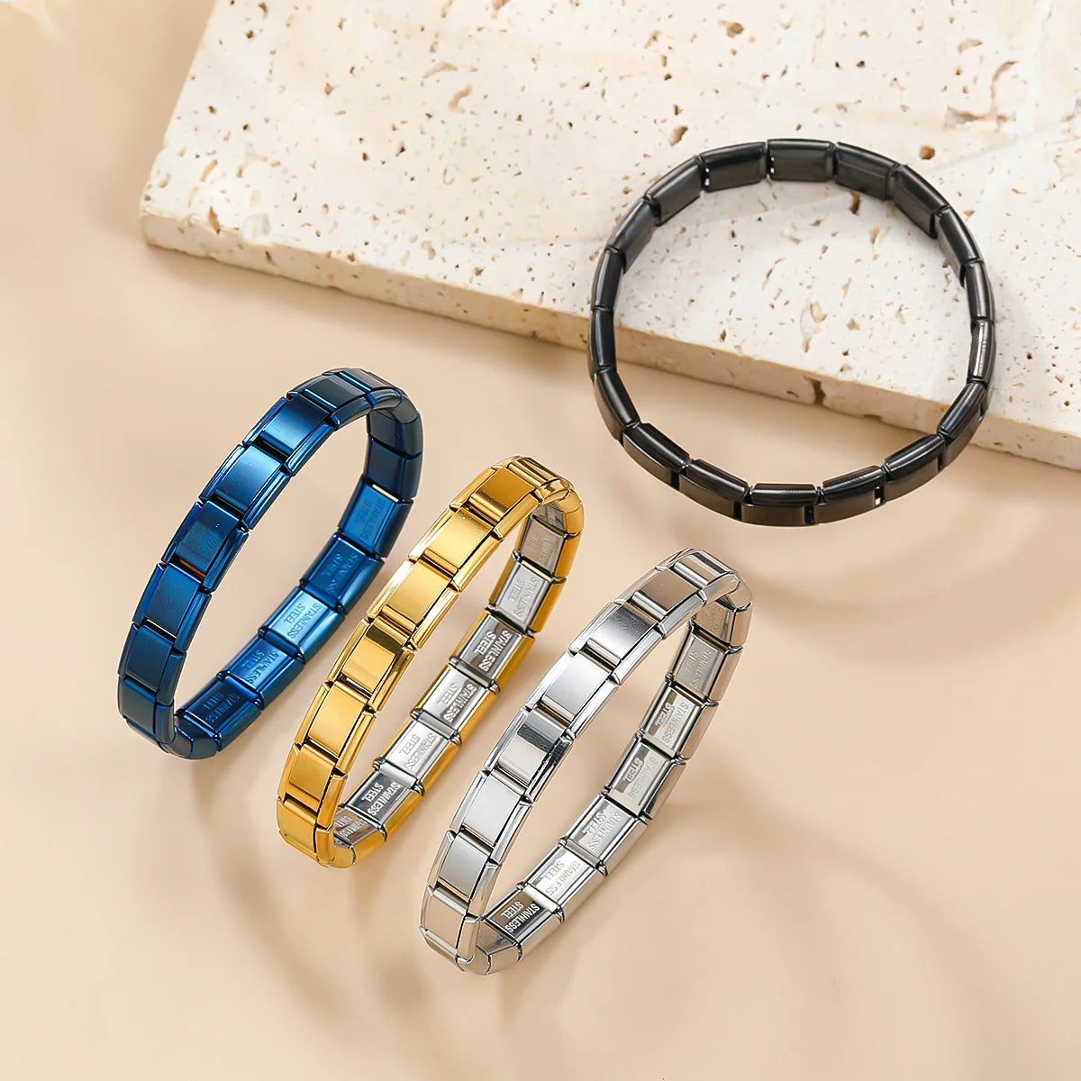 Italian-Style Square-Link Stainless Steel Bracelets – Unisex – Flexible Italian Links