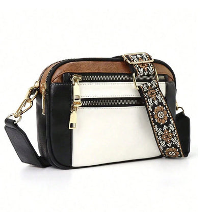 Classic retro multifunctional women's handbag, with shoulder and crossbody strap, zipper closure, small and square shape