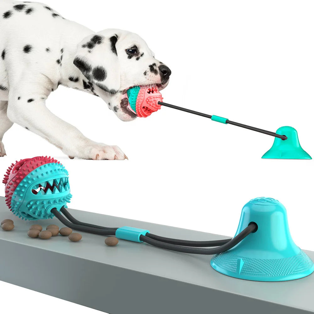 Interactive silicone toy with suction cup for dogs, ideal for chewing and cleaning teeth