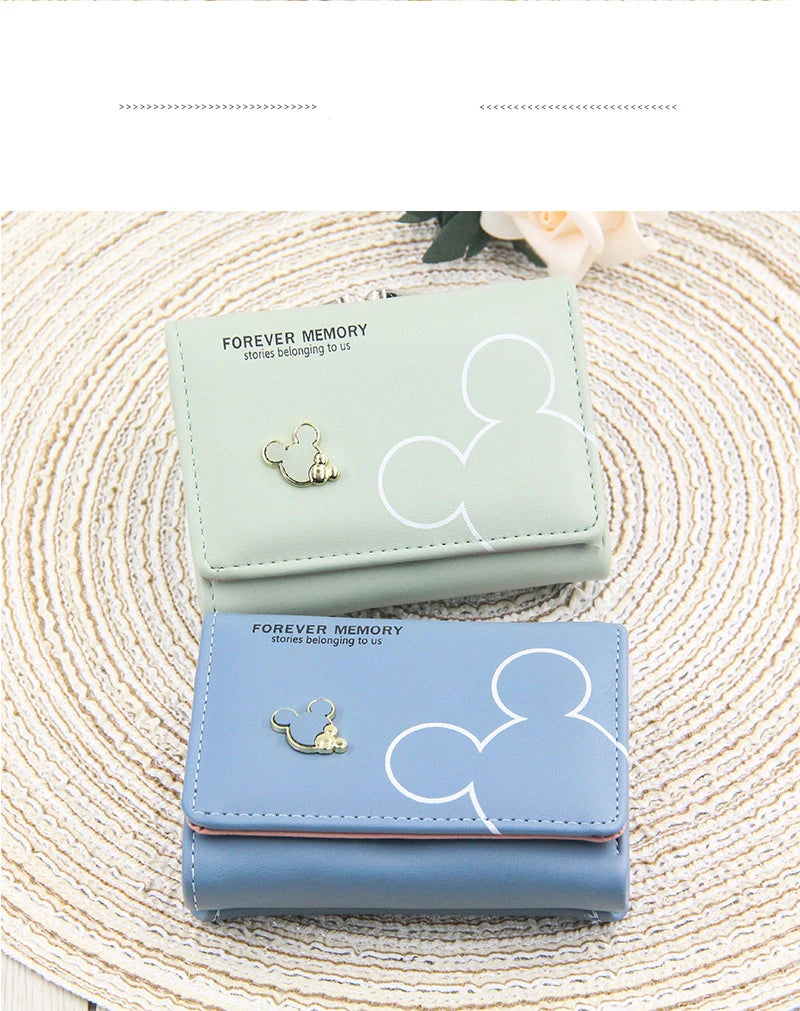 Girls' wallet for teenagers with cartoon letter print and three folds