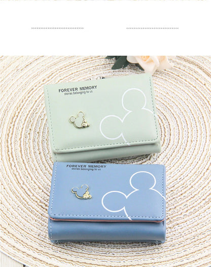 Girls' wallet for teenagers with cartoon letter print and three folds