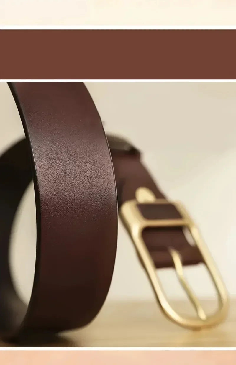 Men's casual and modern cowboy-style belt with a pin buckle, retro style for formal occasions