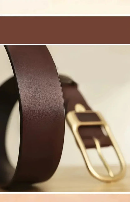 Men's casual and modern cowboy-style belt with a pin buckle, retro style for formal occasions