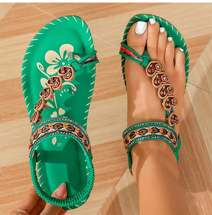Women's bohemian style flip-flops