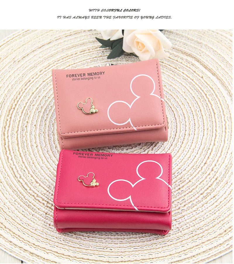 Girls' wallet for teenagers with cartoon letter print and three folds