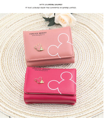 Girls' wallet for teenagers with cartoon letter print and three folds