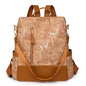 Women's Leather Backpack with Anti-Theft Design and Color-Blocking Style – Multifunctional with Large Capacity