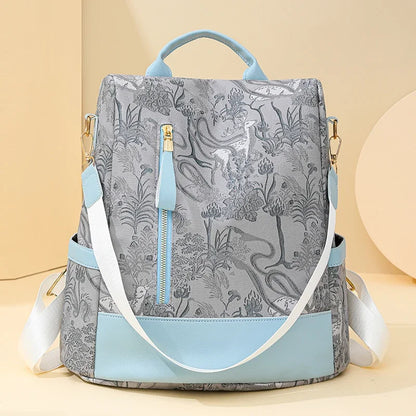 Women's Leather Backpack with Anti-Theft Design and Color-Blocking Style – Multifunctional with Large Capacity