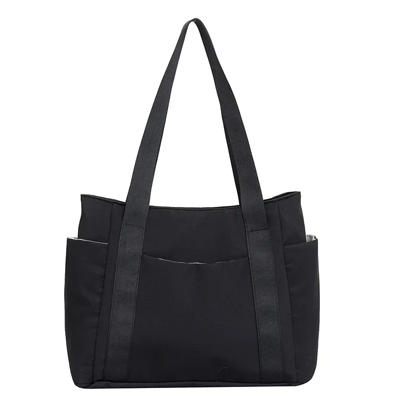 Bolsa de ombro de grande capacidade para mulheres, bolsa casual de nylon durável com vários bolsos, sacola de viagem leve