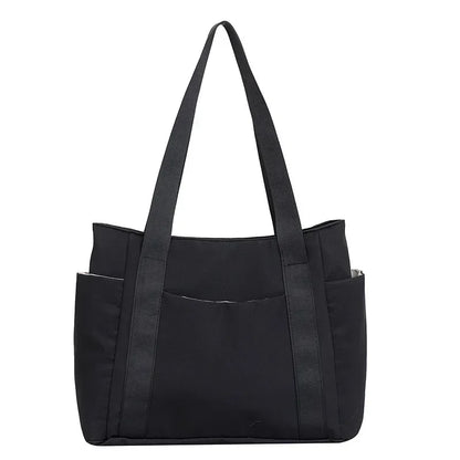 Bolsa de ombro de grande capacidade para mulheres, bolsa casual de nylon durável com vários bolsos, sacola de viagem leve