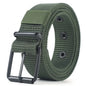 Unisex canvas belt with pin buckle and leather eyelet details
