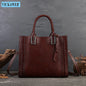 Women's genuine leather shopper bag with zipper closure
