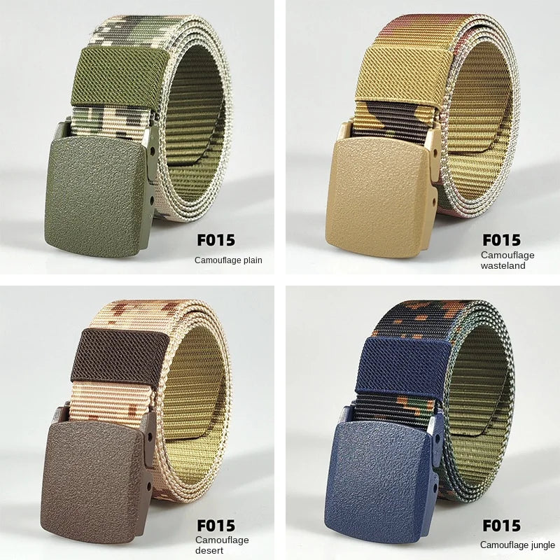 Men's casual belt for outdoor activities, made of canvas and nylon, without metal