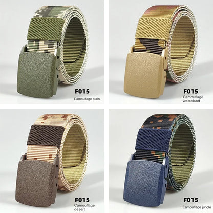 Men's casual belt for outdoor activities, made of canvas and nylon, without metal