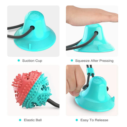 Interactive silicone toy with suction cup for dogs, ideal for chewing and cleaning teeth