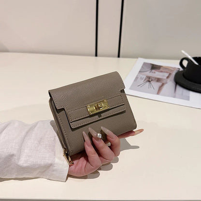 Retro women's wallet with multiple card slots, multifunctional with three folds.