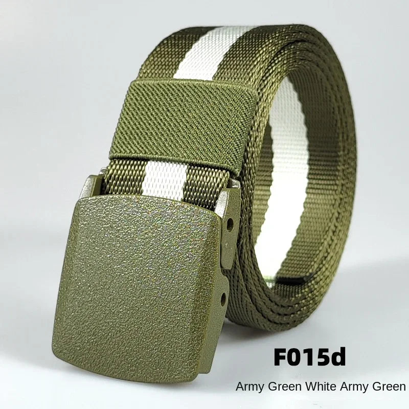 Men's casual belt for outdoor activities, made of canvas and nylon, without metal