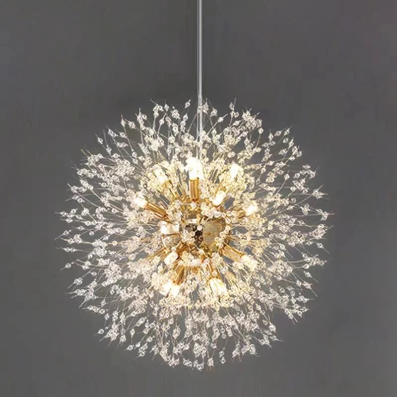 Luminária pendente LED moderna Sky Star Fireball Crystal, modelo Dandelion, ideal para restaurantes, salas de estar e bares. Arte dinamarquesa.