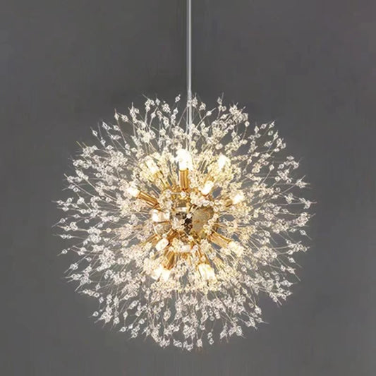 Luminária pendente LED moderna Sky Star Fireball Crystal, modelo Dandelion, ideal para restaurantes, salas de estar e bares. Arte dinamarquesa.