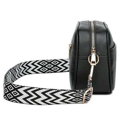 Women's leather tote bag, classic style with crossbody strap and chain detail