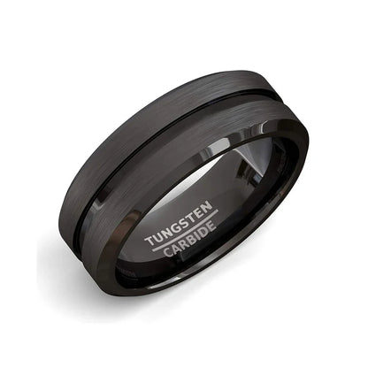 Men's 8mm black stainless steel ring