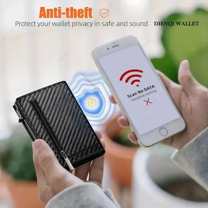 Sophisticated men's wallet in fiber with compartments RFID for cards