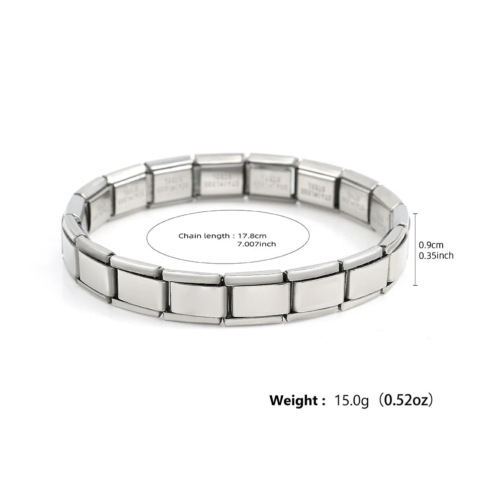 Italian-Style Square-Link Stainless Steel Bracelets – Unisex – Flexible Italian Links